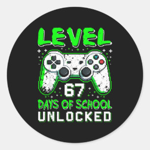 Level 67 Days Of School Unlocked Boys 67th Day Of  Classic Round Sticker