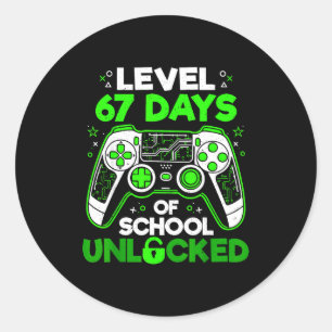 Level 67 Days Of School Unlocked Boys 67th Day Of  Classic Round Sticker