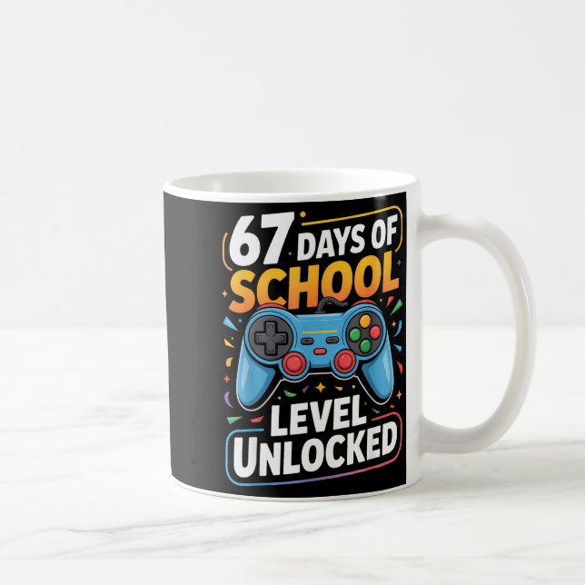 Level 67 Days Of School Unlocked Boys 67th Day Of  Coffee Mug (Right)