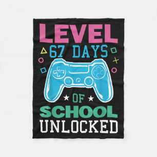 Level 67 Days Of School Unlocked Funny 6 7 Meme Ga Fleece Blanket