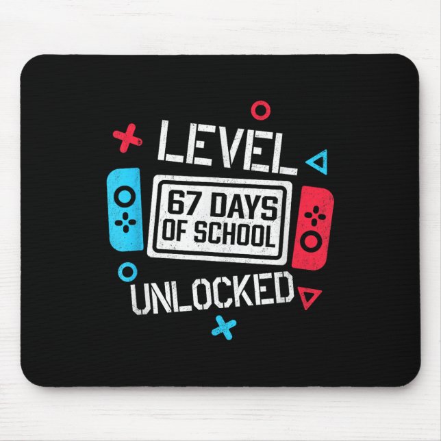 Level 67 Days Of School Unlocked Gamer Video Funny Mouse Pad (Front)
