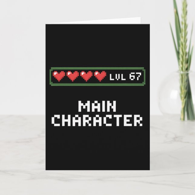 Level 67 Main Character Gamer Valentine 67 Pixel M Card (Front)