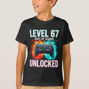Level 67th Days Of School Unlocked Gamer Video Gam T-Shirt