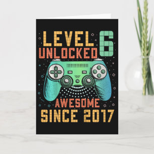Level 6 Unlocked 6th Birthday 6 Year Old Boy Gifts Card
