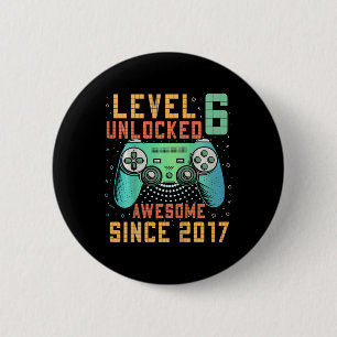 Level 6 Unlocked 6th Birthday 6 Year Old Boy Gifts Cm Round Badge