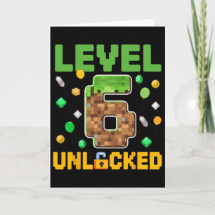 Level 6 Unlocked 6th Birthday Gaming Boys Gamer Pi Card