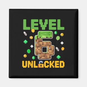 Level 6 Unlocked 6th Birthday Gaming Boys Gamer Pi Magnet