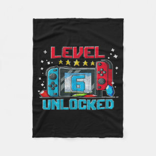 Level 6 Unlocked 6th Birthday Gifts Boys Video Fleece Blanket