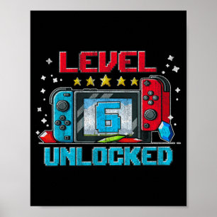 Level 6 Unlocked 6th Birthday Gifts Boys Video Poster