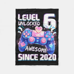 Level 6 unlocked 6th video gamer birthday grils fleece blanket