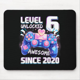 Level 6 unlocked 6th video gamer birthday grils mouse pad