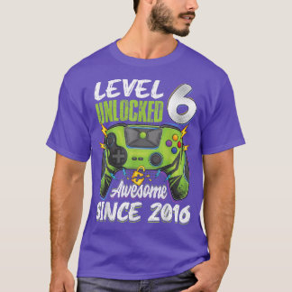 Level 6 Unlocked awesome 2016 6th birthday boy vid T-Shirt