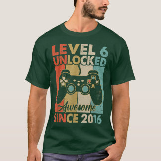 Level 6 Unlocked Awesome 2016 Video Game 6Th Birth T-Shirt