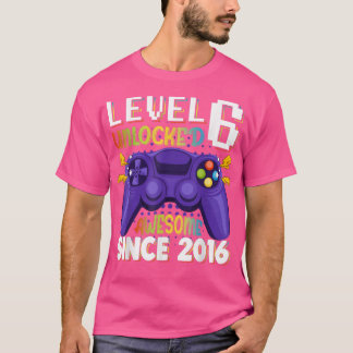 Level 6 Unlocked Awesome 2016 Video Game 6th Birth T-Shirt