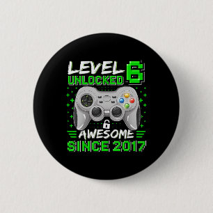 Level 6 Unlocked Awesome 2017 Video Game 6th Birth Cm Round Badge