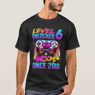 Level 6 Unlocked Awesome Since 2016 6Th Birthday G T-Shirt