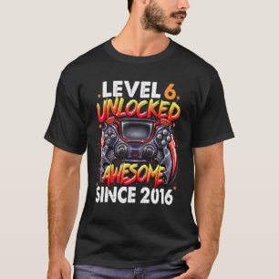 Level 6 Unlocked Awesome Since 2016 6th Birthday G T-Shirt