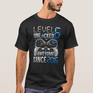 Level 6 Unlocked Awesome Since 2016 6th Birthday T-Shirt