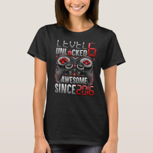 Level 6 Unlocked Awesome Since 2016 6th Birthday T-Shirt