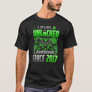 Level 6 Unlocked Awesome Since 2017 6th Birthday G T-Shirt