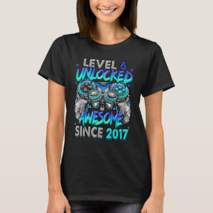 Level 6 Unlocked Awesome Since 2017 6th Birthday G T-Shirt