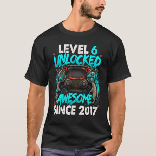 Level 6 Unlocked Awesome Since 2017 6th Birthday G T-Shirt