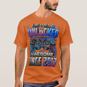 Level 6 Unlocked Awesome Since 2017 6th Birthday G T-Shirt