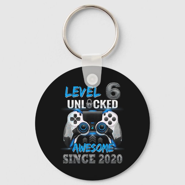 Level 6 Unlocked Awesome Since 2020 6th Birthday Key Ring (Front)