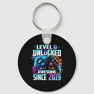 Level 6 Unlocked Awesome Since 6th Birthday Gaming Key Ring