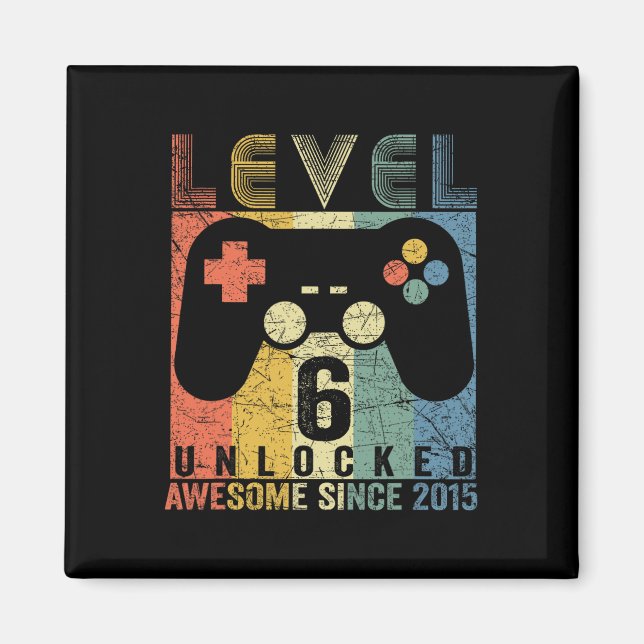Level 6 Unlocked Awesome Video Game 6th Birthday B Magnet (Front)