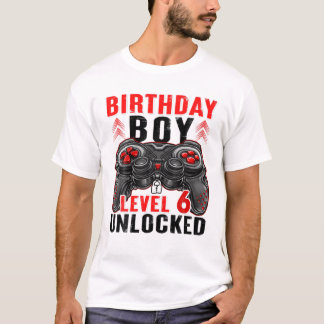 Level 6 Unlocked Birthday Boy 6 Year Old Boys Gami T-Shirt