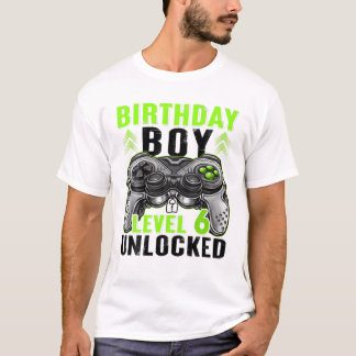 Level 6 Unlocked Birthday Boy 6 Year Old Boys Gami T-Shirt