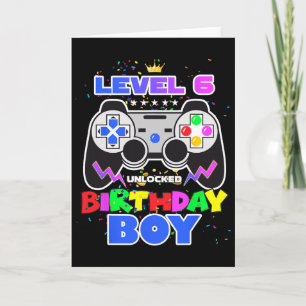 Level 6 Unlocked Birthday Boy Video Game 6th Birth Card