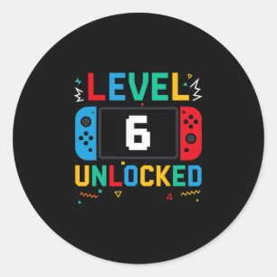 Level 6 Unlocked Birthday Video Gamer 6th Birthday Classic Round Sticker