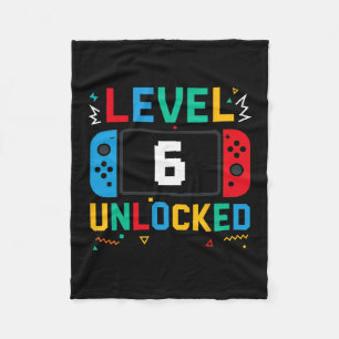 Level 6 Unlocked Birthday Video Gamer 6th Birthday Fleece Blanket