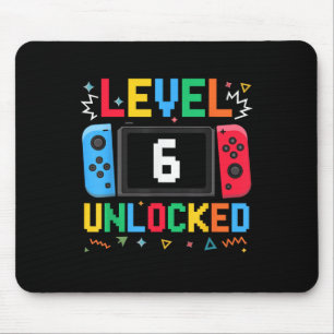 Level 6 Unlocked Birthday Video Gamer 6th Birthday Mouse Pad