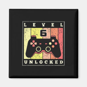 Level 6 Unlocked Funny Gamer 6th Birthday Retro Ga Magnet