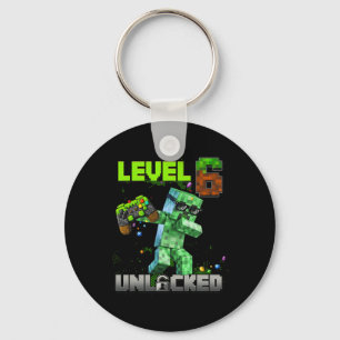 Level 6 Unlocked Funy Birthday Boy Pixel Gamer 6th Key Ring