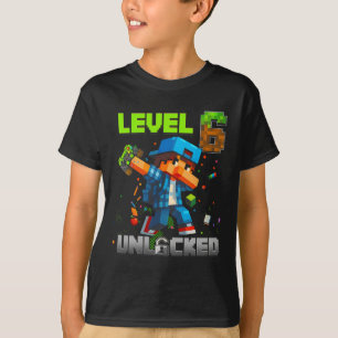 Level 6 Unlocked Funy Birthday Boy Pixel Gamer 6th T-Shirt