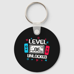 Level 6 Unlocked Gamer - 6th Birthday Gift Video G Key Ring