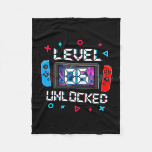 Level 6 Unlocked Gamer 6th Birthday Gift Video Gam Fleece Blanket