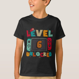 Level 6 Unlocked Gaming Birthday Boys Kid 6th Birt T-Shirt