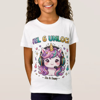 Level 6 Unlocked Six and Sassy Unicorn Gamer Girl T-Shirt