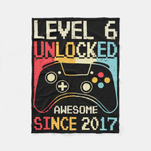 Level 6 Unlocked Video Game 6th Birthday Gamer Boy Fleece Blanket