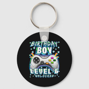 Level 6 Unlocked Video Game 6th Birthday Gamer Boy Key Ring