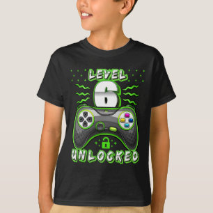 Level 6 Unlocked Video Game 6th Birthday Gamer Boy T-Shirt