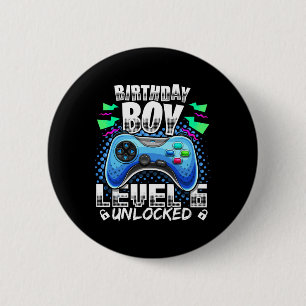 Level 6 Unlocked Video Game 6th Birthday Gamer Gif Cm Round Badge