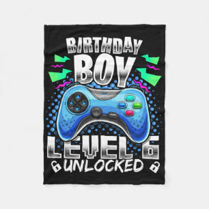 Level 6 Unlocked Video Game 6th Birthday Gamer Gif Fleece Blanket
