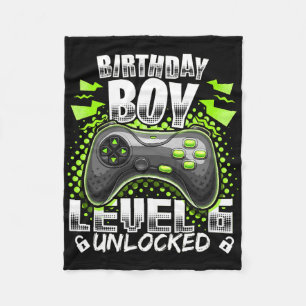 Level 6 Unlocked Video Game 6th Birthday Gamer Gif Fleece Blanket