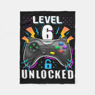 Level 6 Unlocked Video Game 6th Birthday Gamer Gif Fleece Blanket